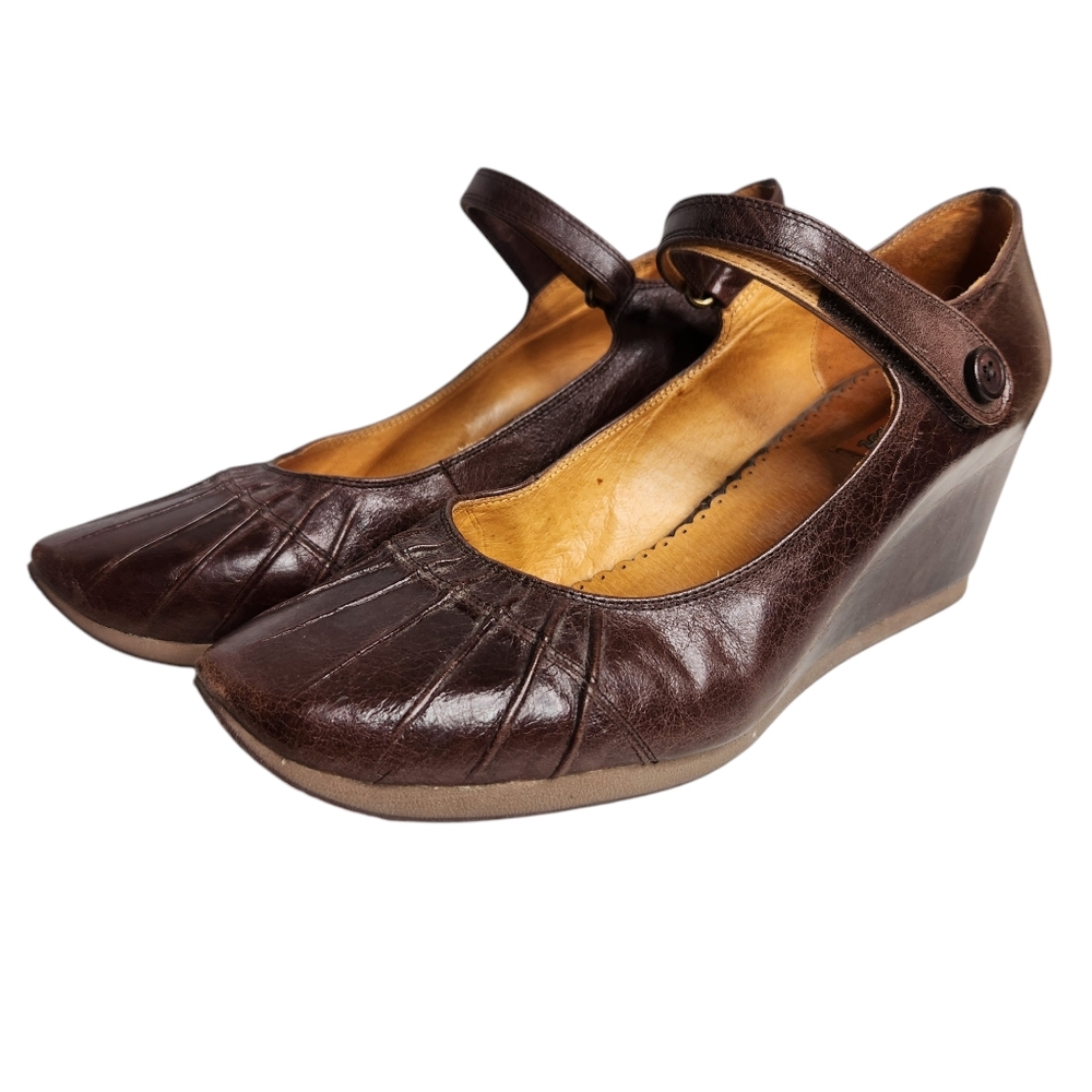 Miz Mooz Women's Brown Leather Wedge Shoes